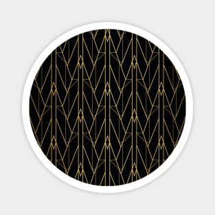 Black and Gold Vintage Art Deco Triangle Lines Geometric Pattern Magnet